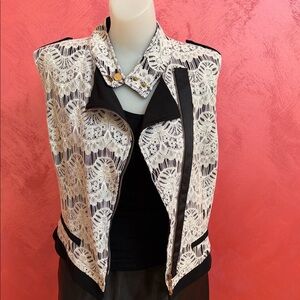 Alberto Makali NWT Black and White Lace Vest
